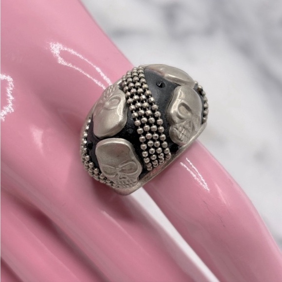 Skull Band Fashion Ring with Crystals - Picture 1 of 7